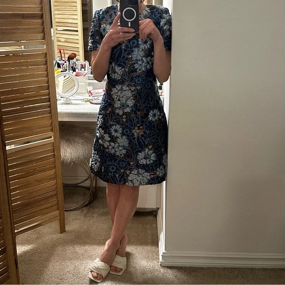 Burberry Prorsum Blue Metallic Short Sleeves Mini Dress size 4 - Picture 9 of 11